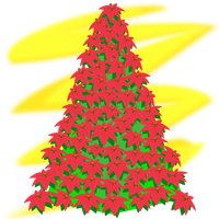 Christmas Tree with red flowers vector clipart