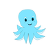 Cute Blue Octopus Vector Clipart
