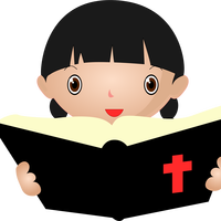 Girl Studying the Bible Vector Clipart