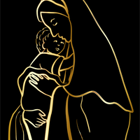 Golden Outline of Mary and Jesus vector file