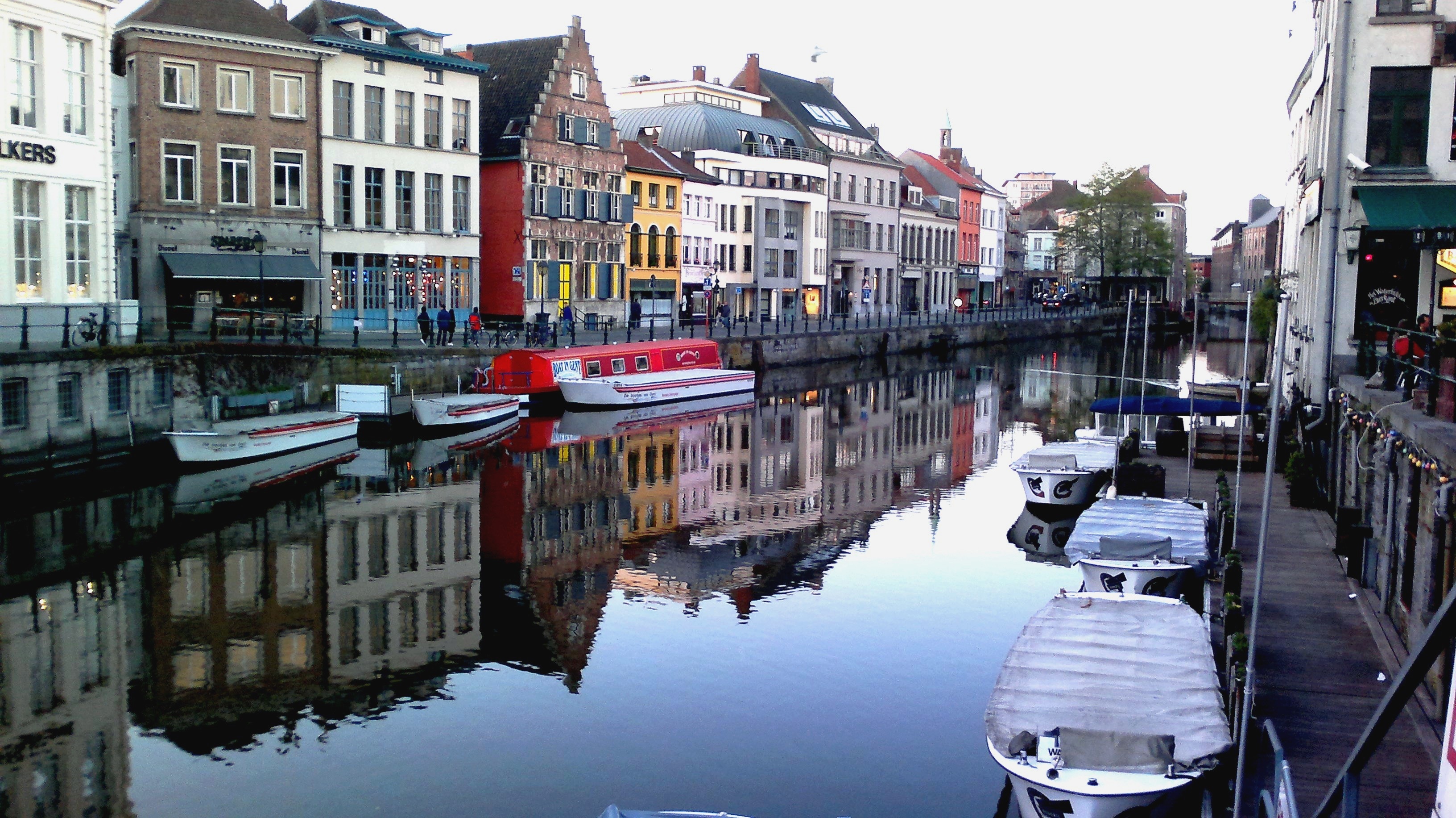 River Running Through The City Of Ghent Belgium Image Free Stock 