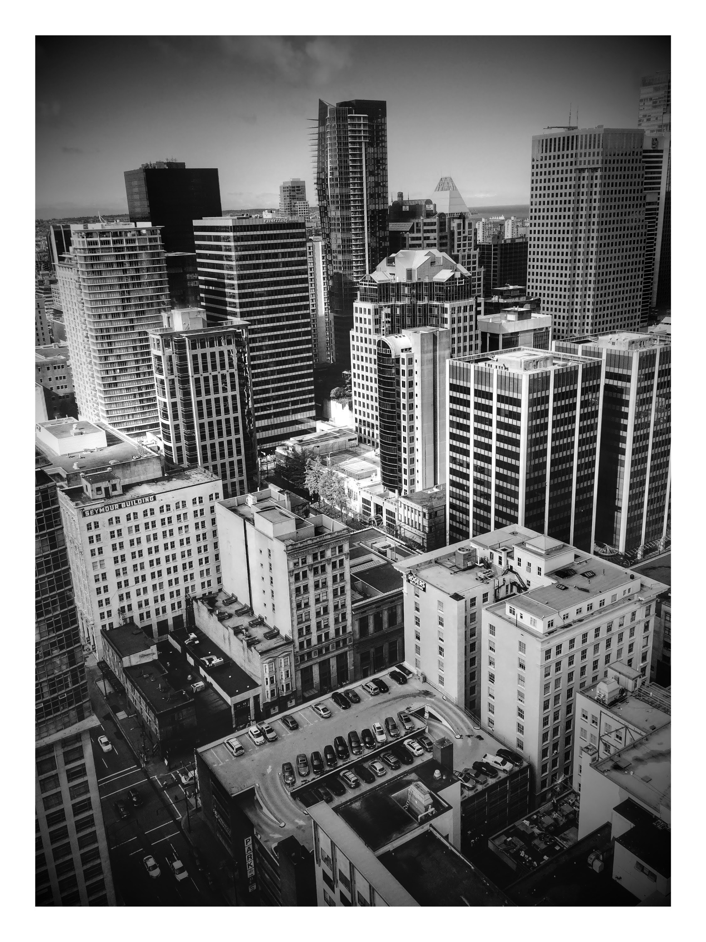 Black And White Skyscrapers In Vancouver British Columbia Canada 