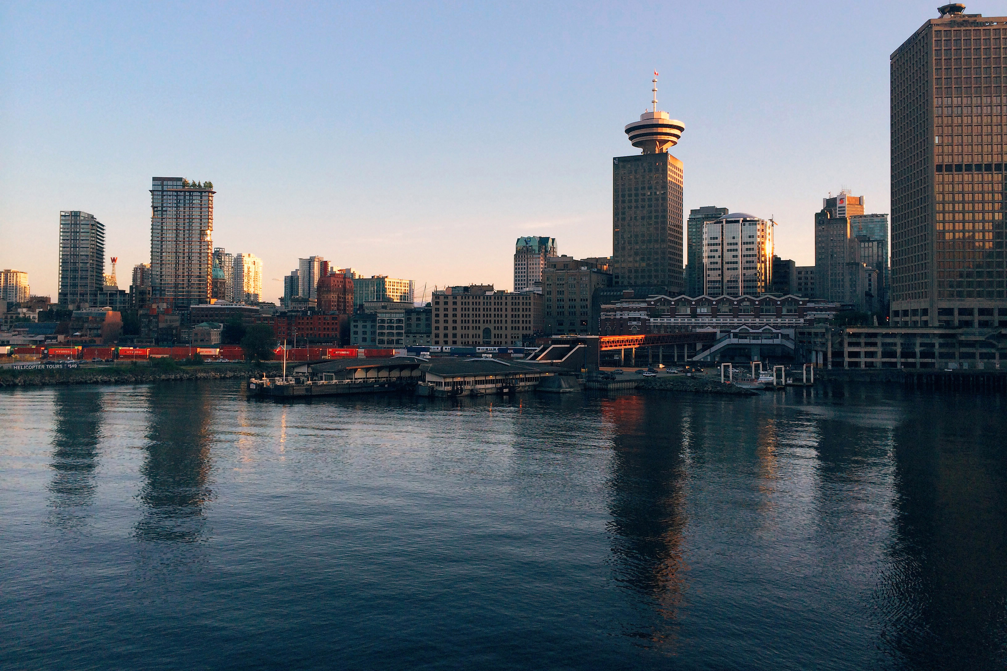 Skyline of Vancouver near the docks in British Columbia, Canada image ...
