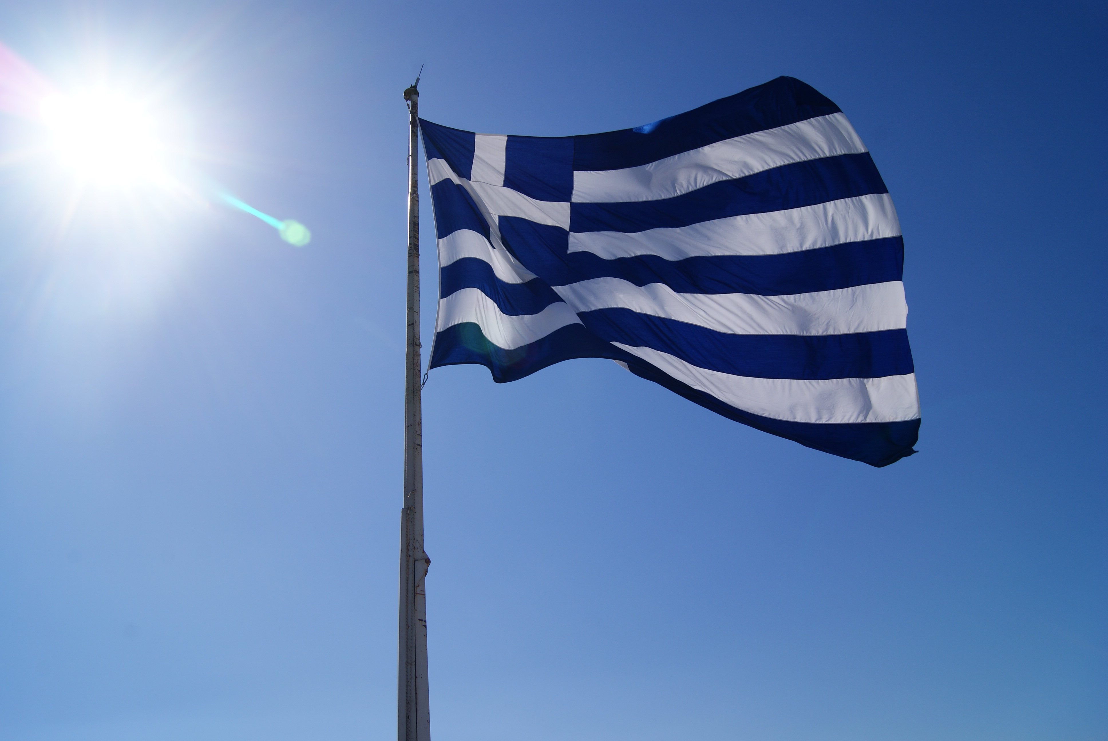 Greek Flag flowing in the wind image - Free stock photo ...
