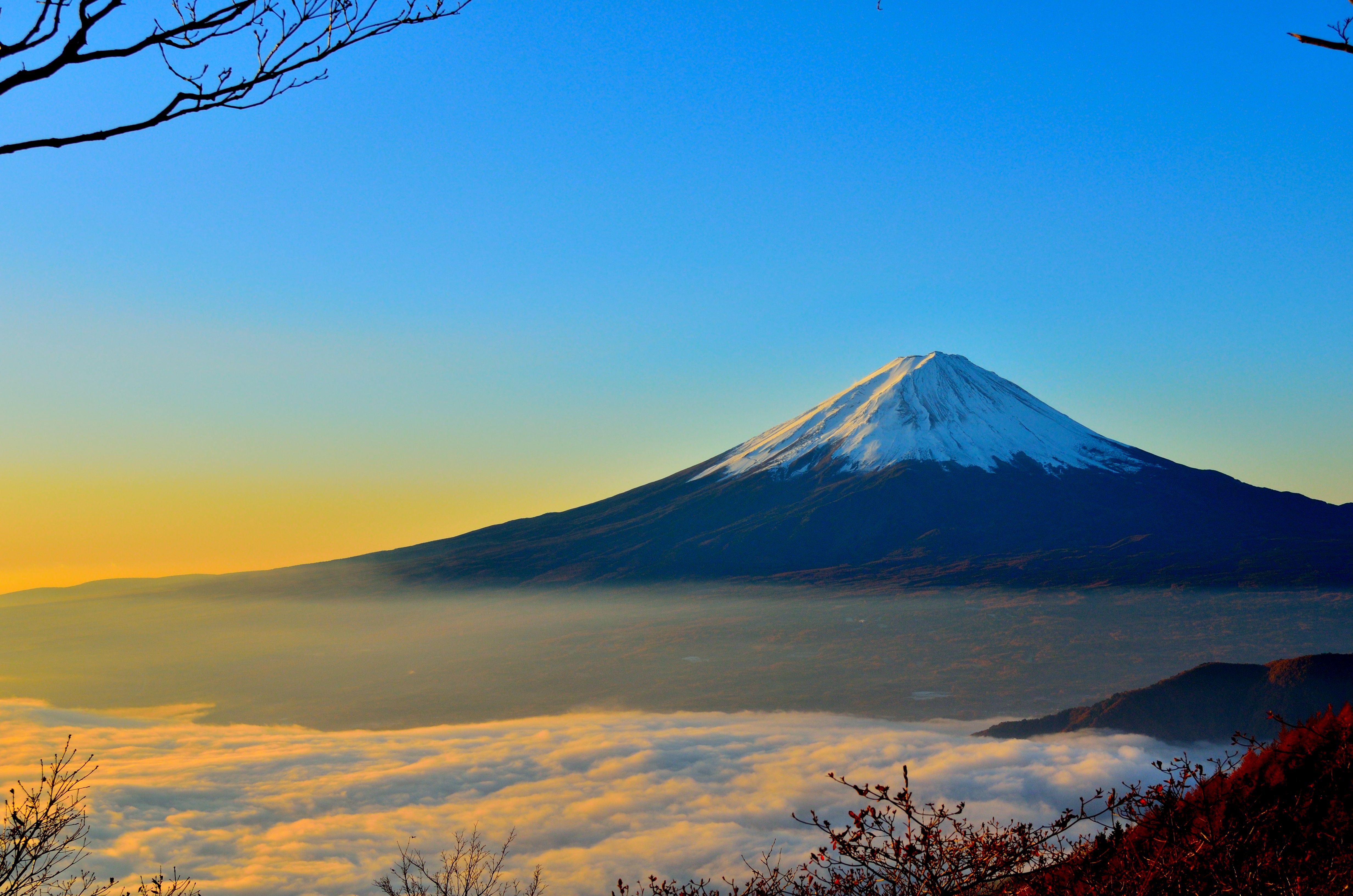 Landscape with clouds and Mount Fuji, Japan image - Free ...