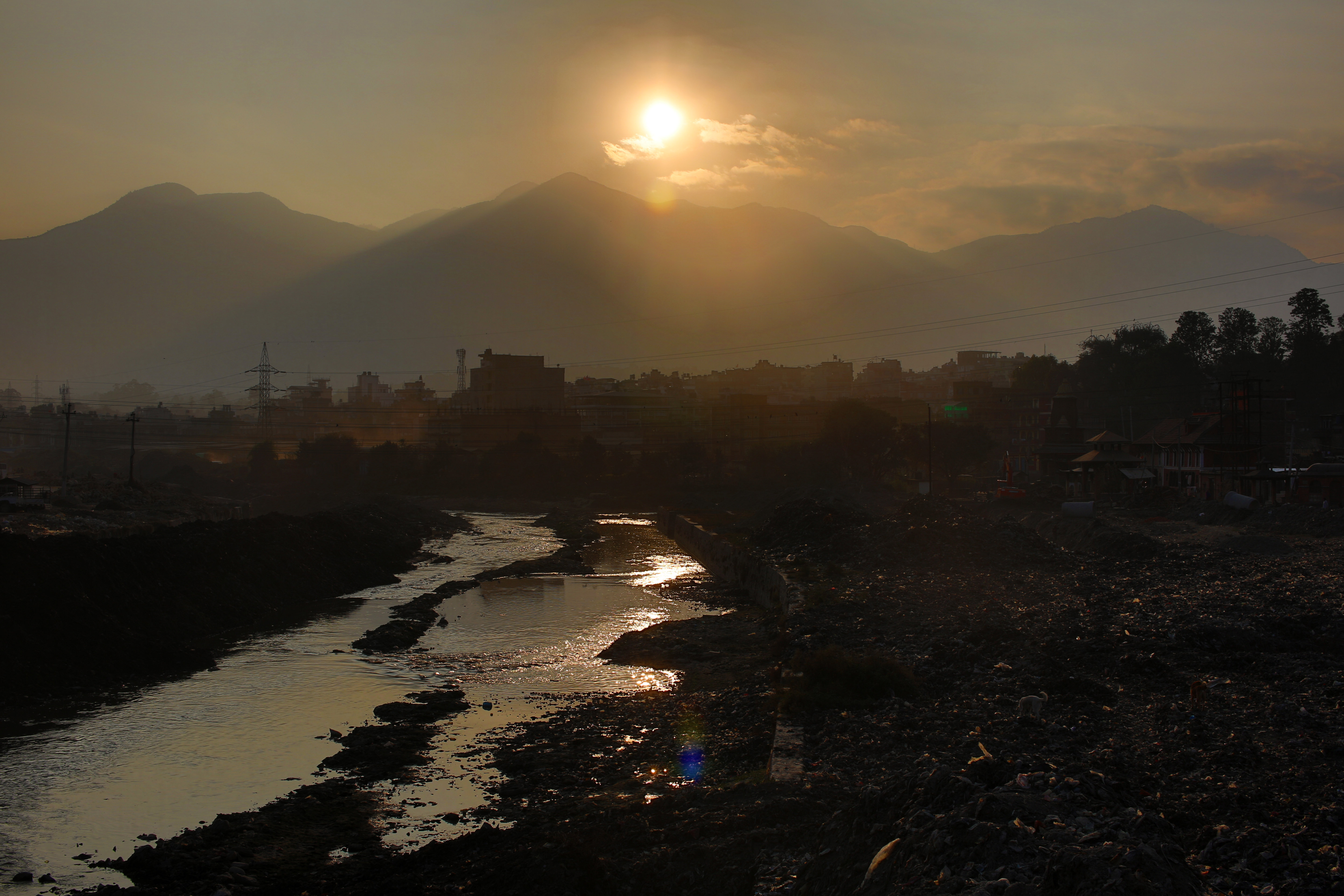 Sunset over the landscape in Kathmandu, Nepal image - Free stock photo