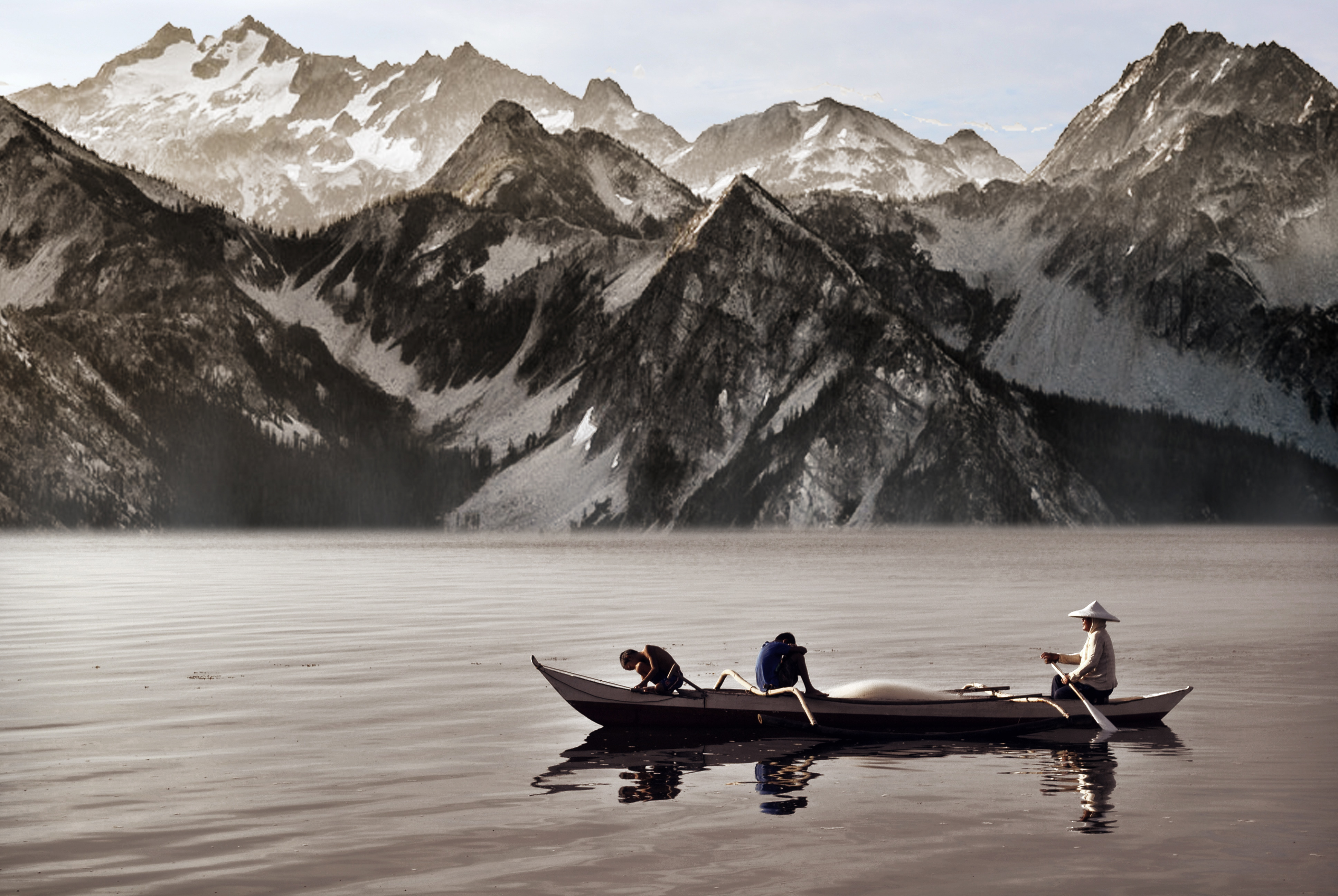 Canoeing In The Shadow Of The Mountains 