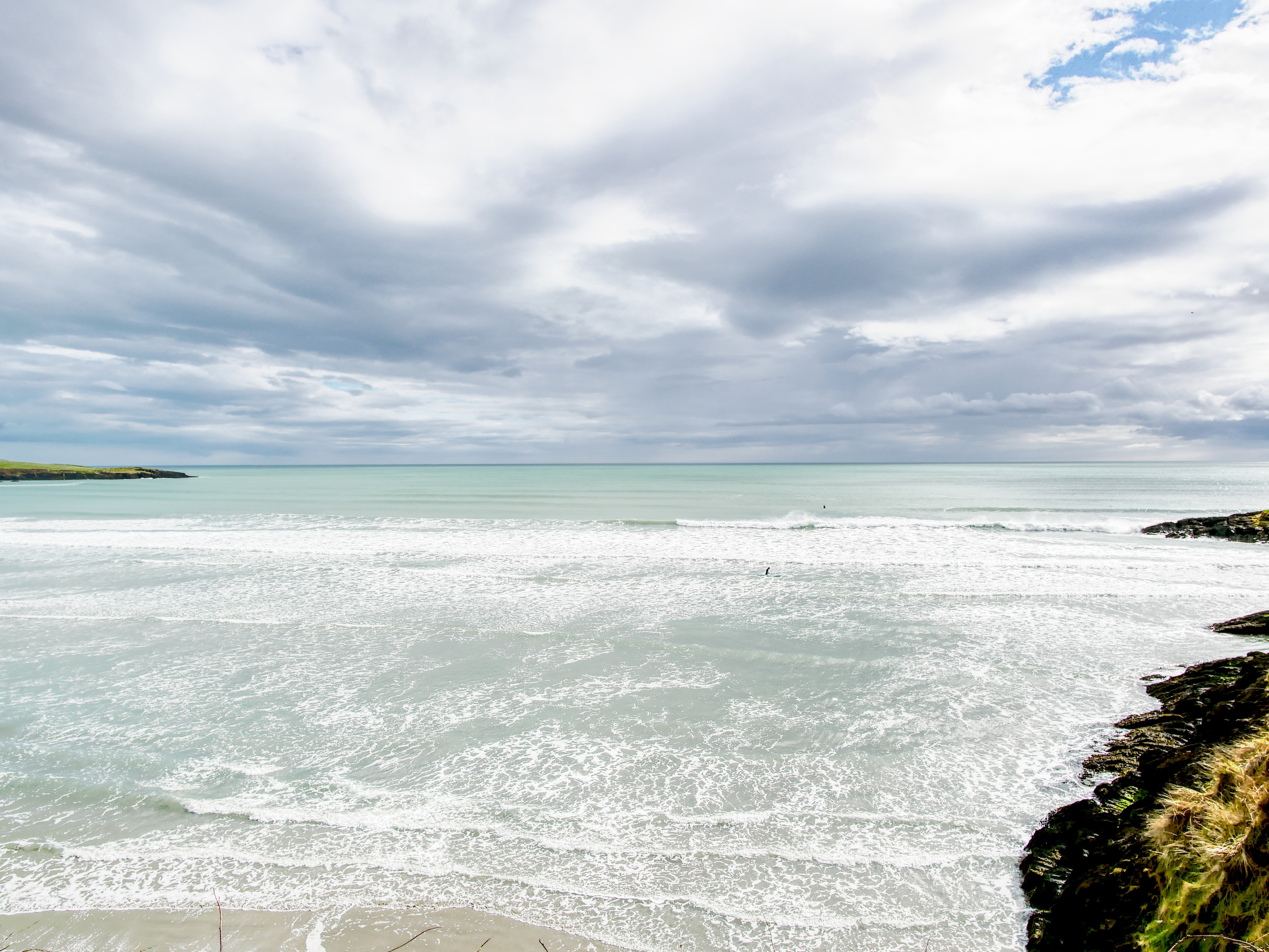 Clouds, ocean, and beach landscape image Free stock