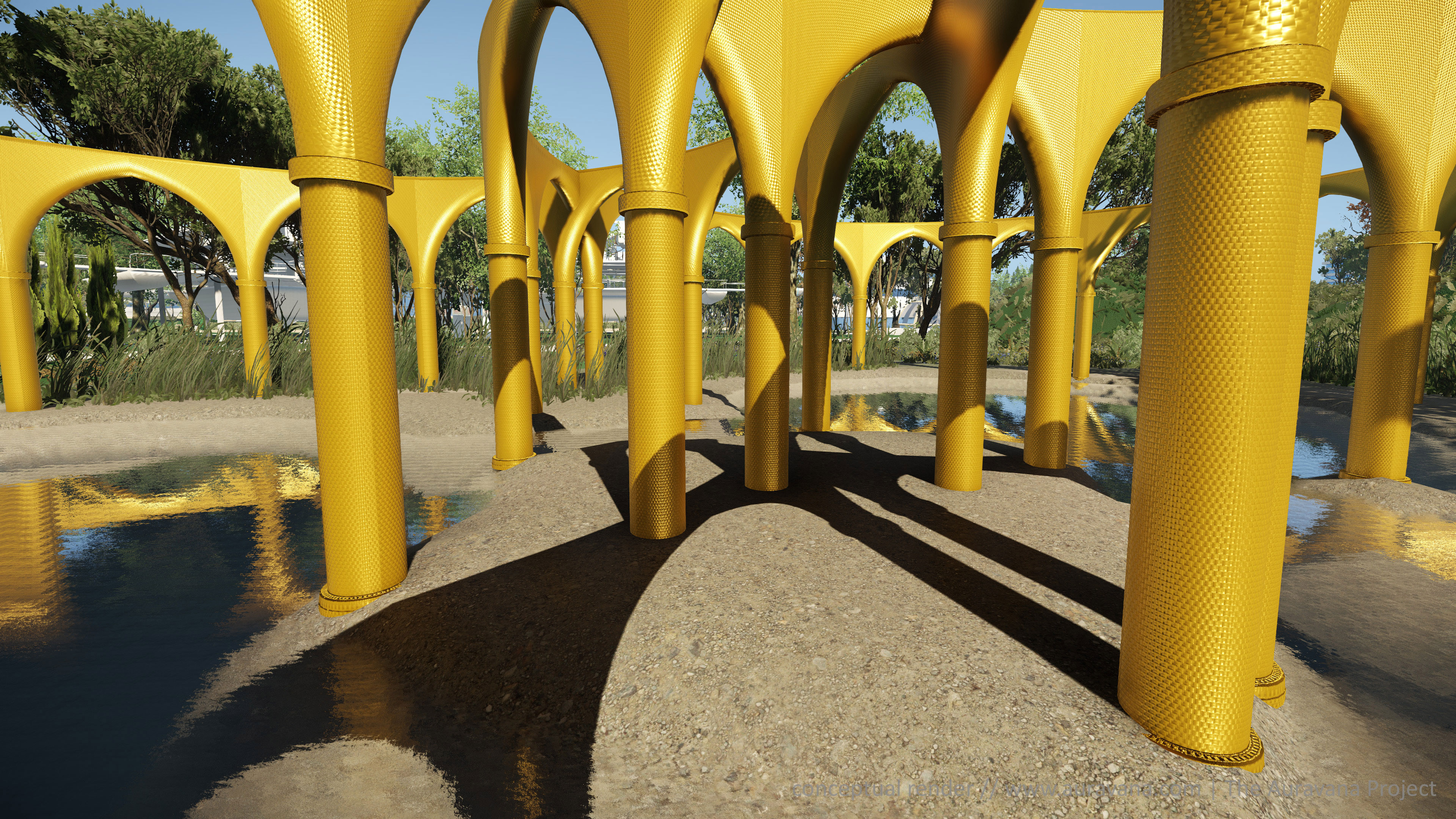 Golden Arches of Auravana circular city project image - Free stock photo - Public Domain photo - CC0 Images