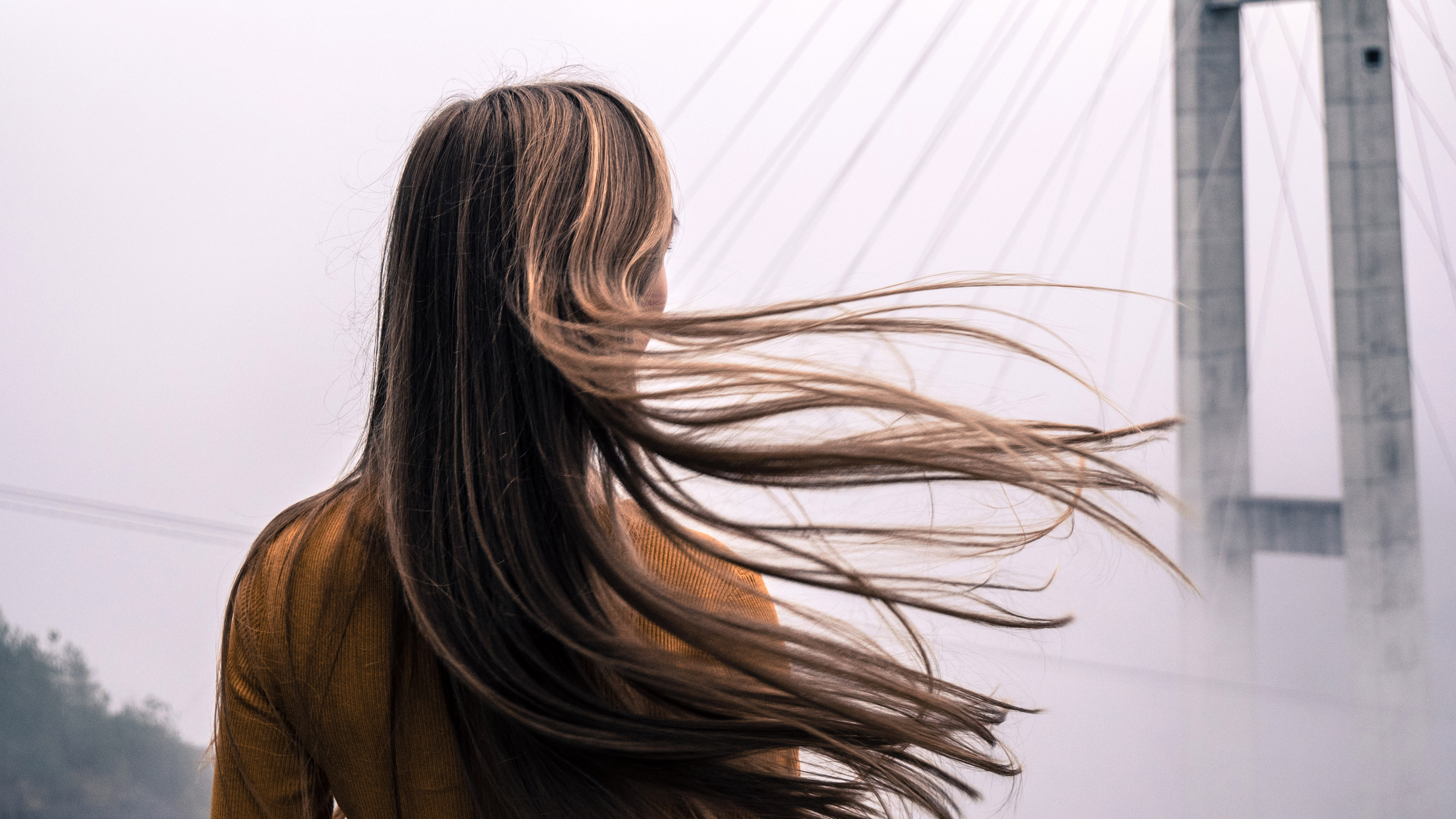 Blonde Woman with Short Hair Blowing in the Wind - wide 2