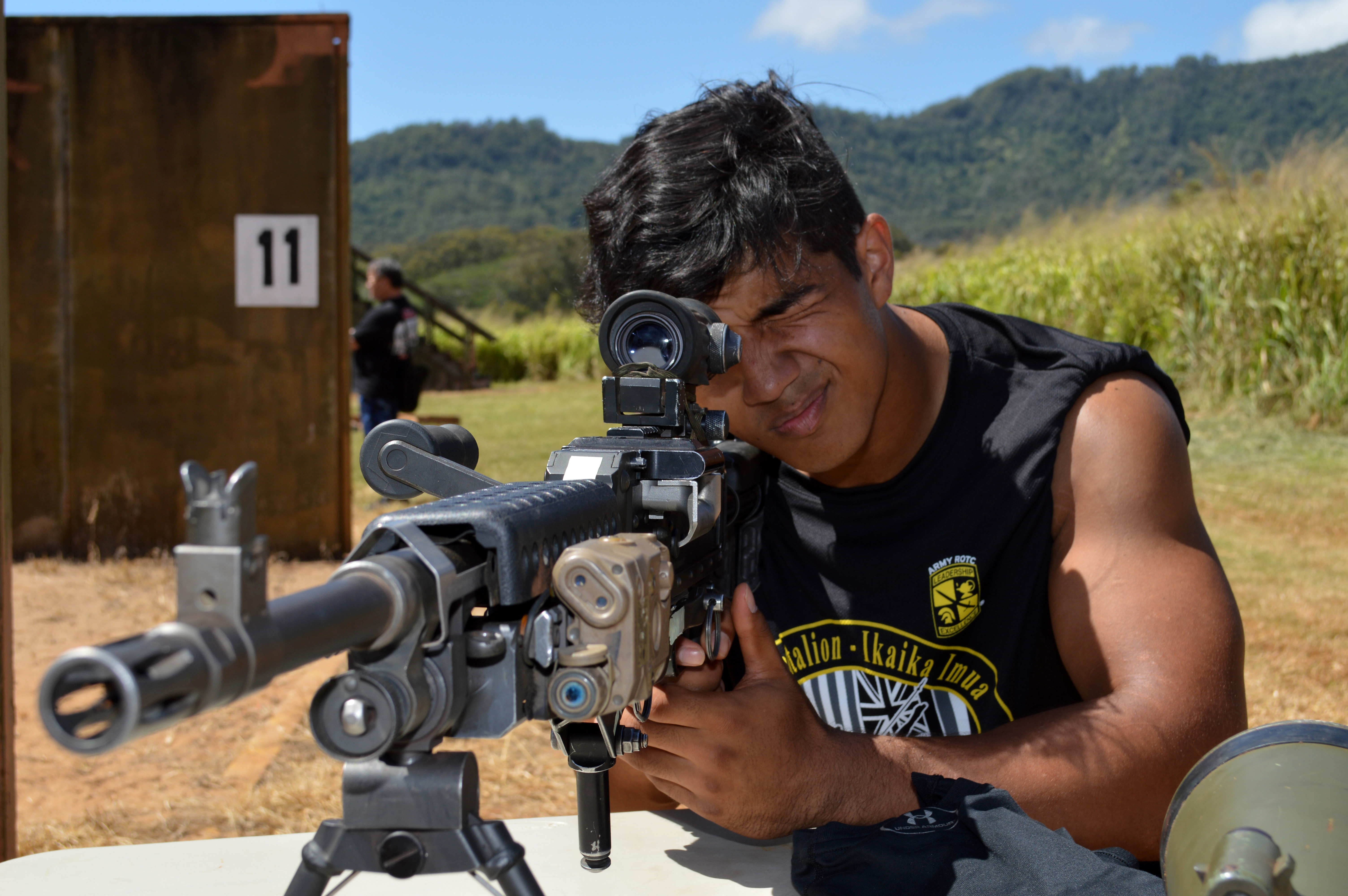 looking through a rifle scope