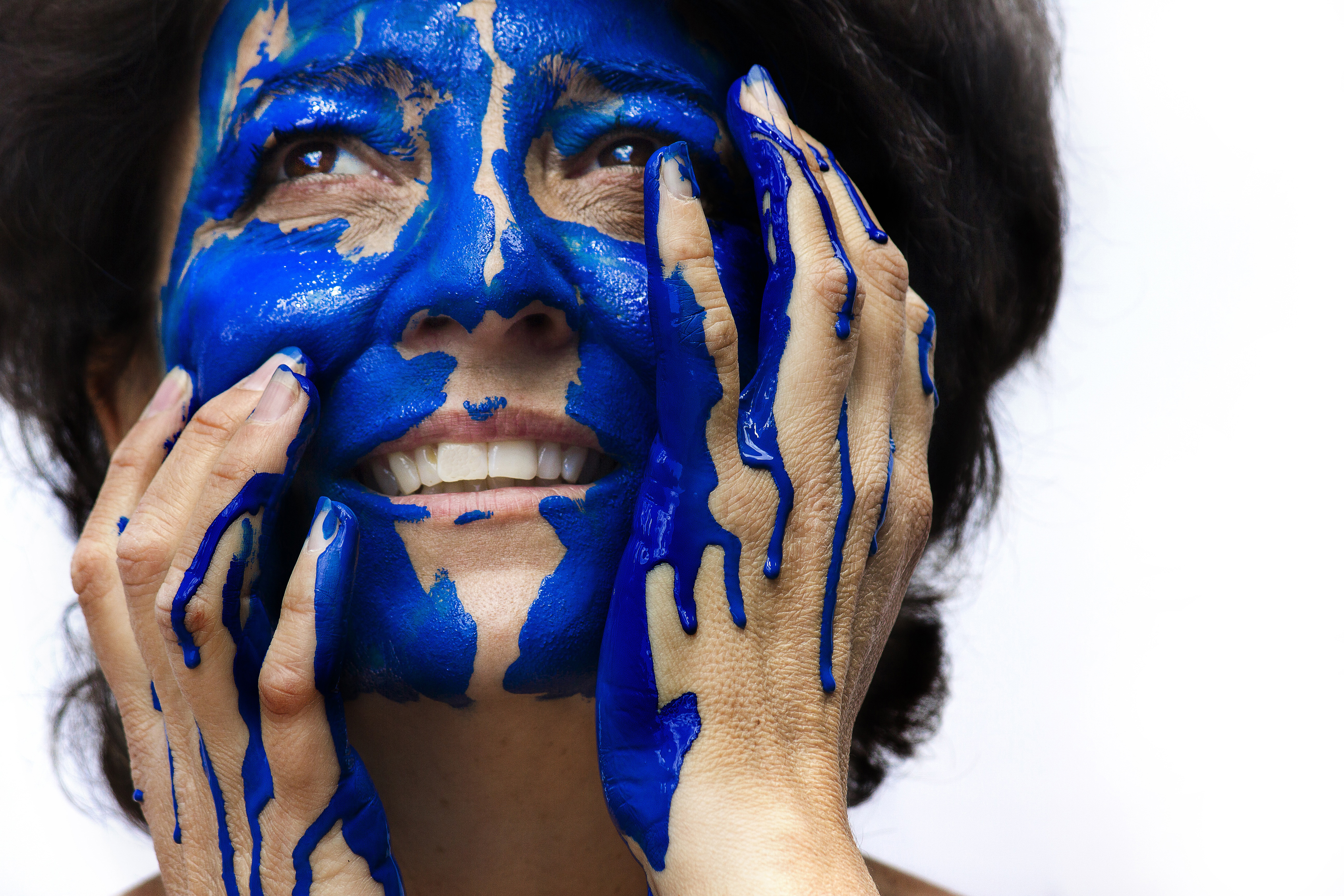 Blue Face Paint Stock Photo - Download Image Now - Adult, Adults Only, Art  - iStock