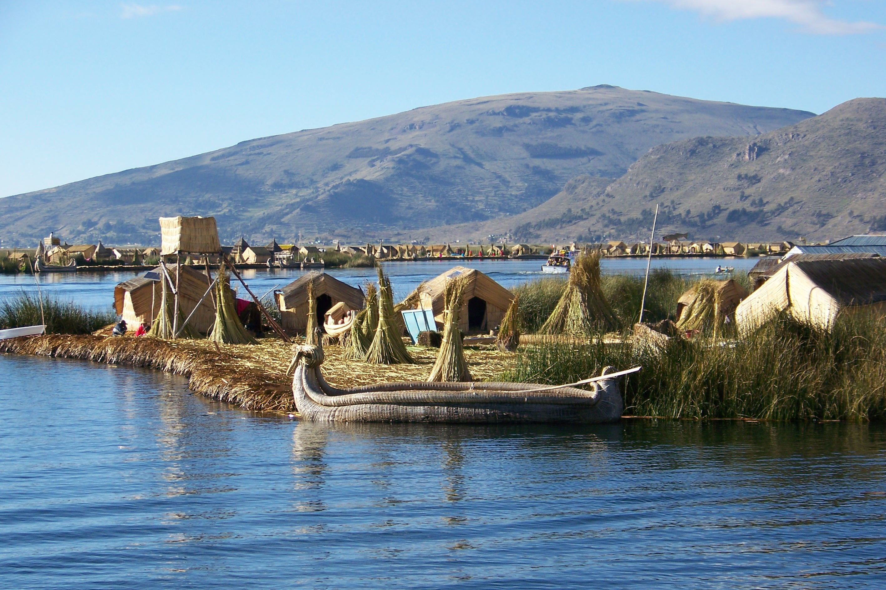 Lake Titicaca And Floating Island In Peru Image Free Stock Photo 