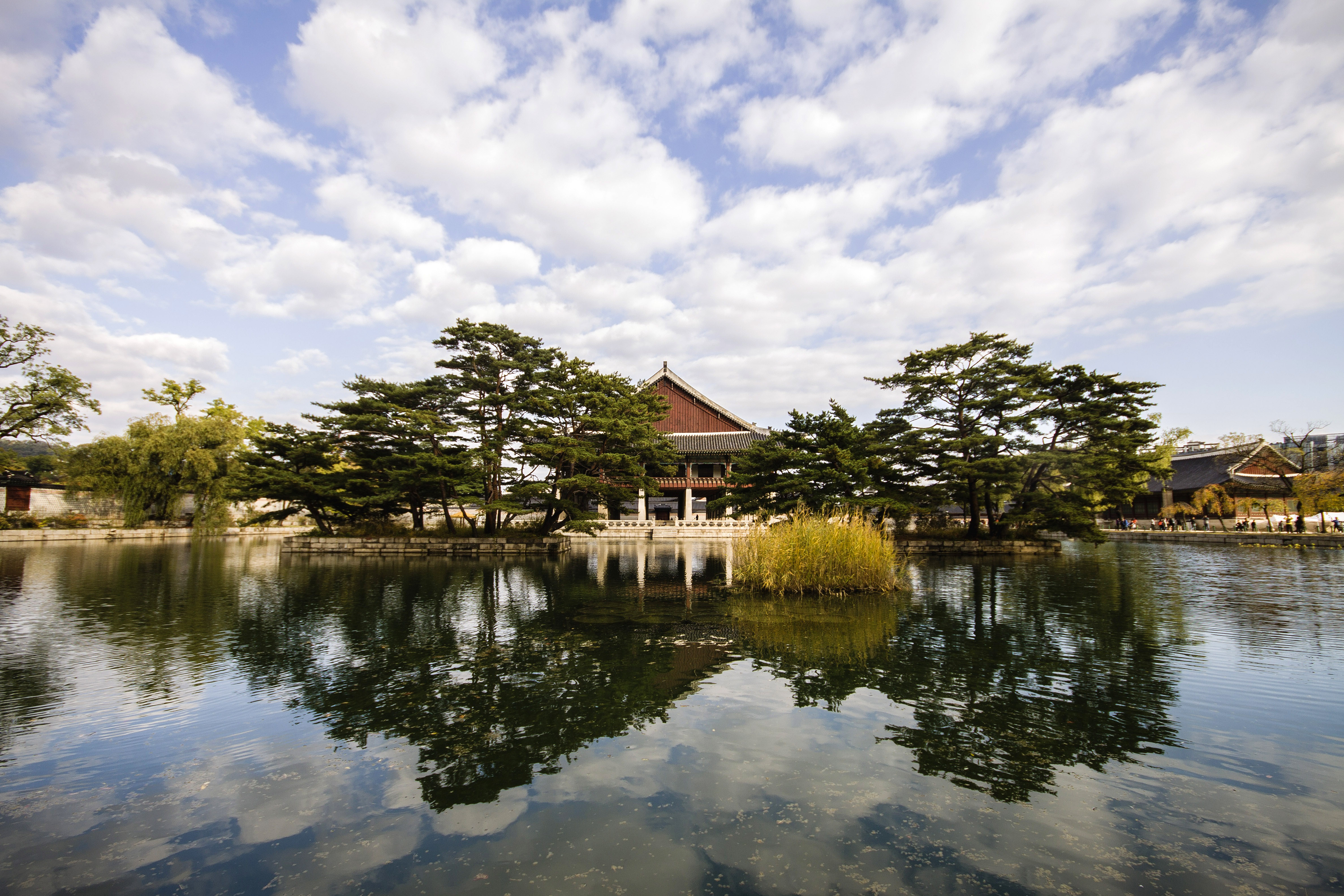 Palace and lake landscape  in Seoul South  Korea  image 