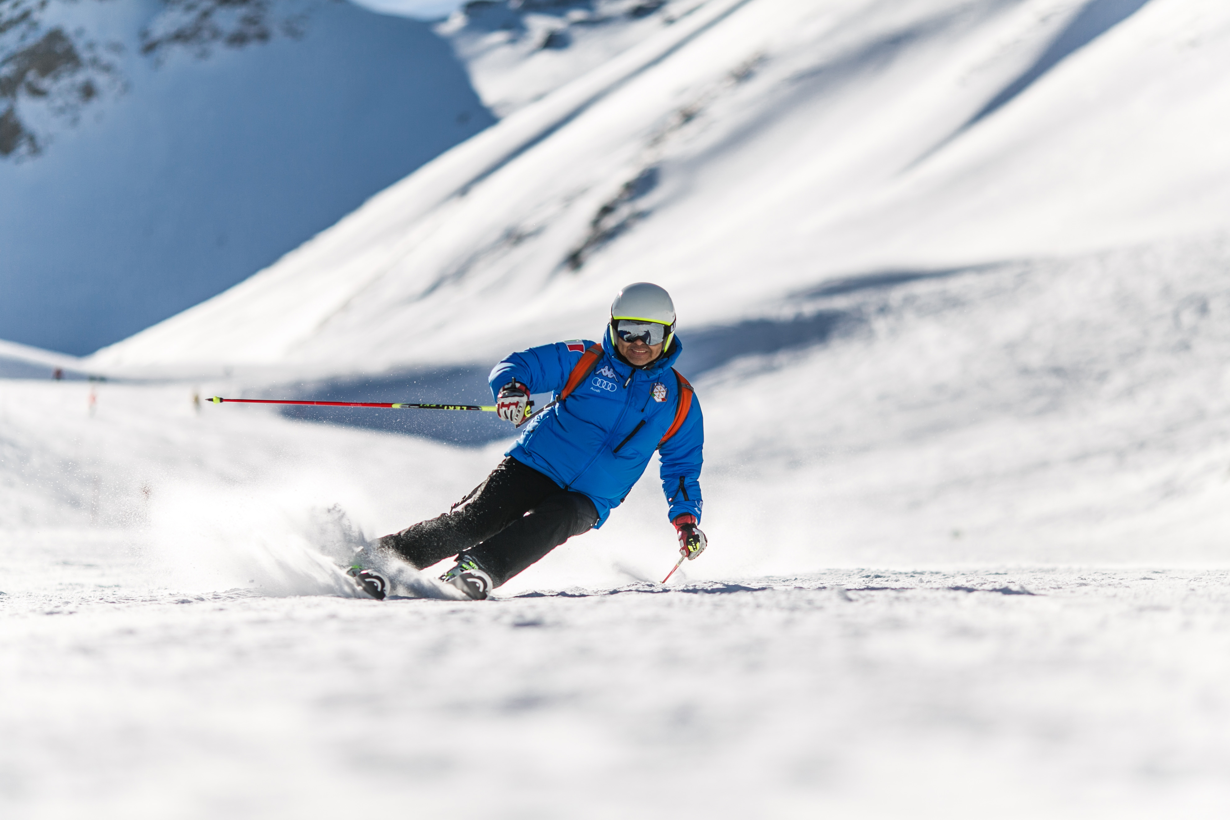 Man Skiing Down A Snowy Mountain Image Free Stock Photo Public 