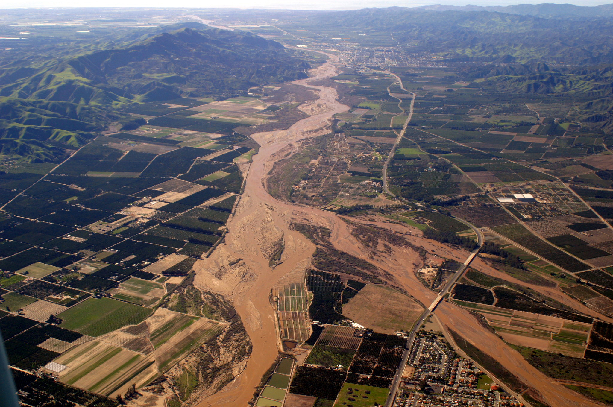 Aerial photo of Santa Clara River during flood image Free stock photo
