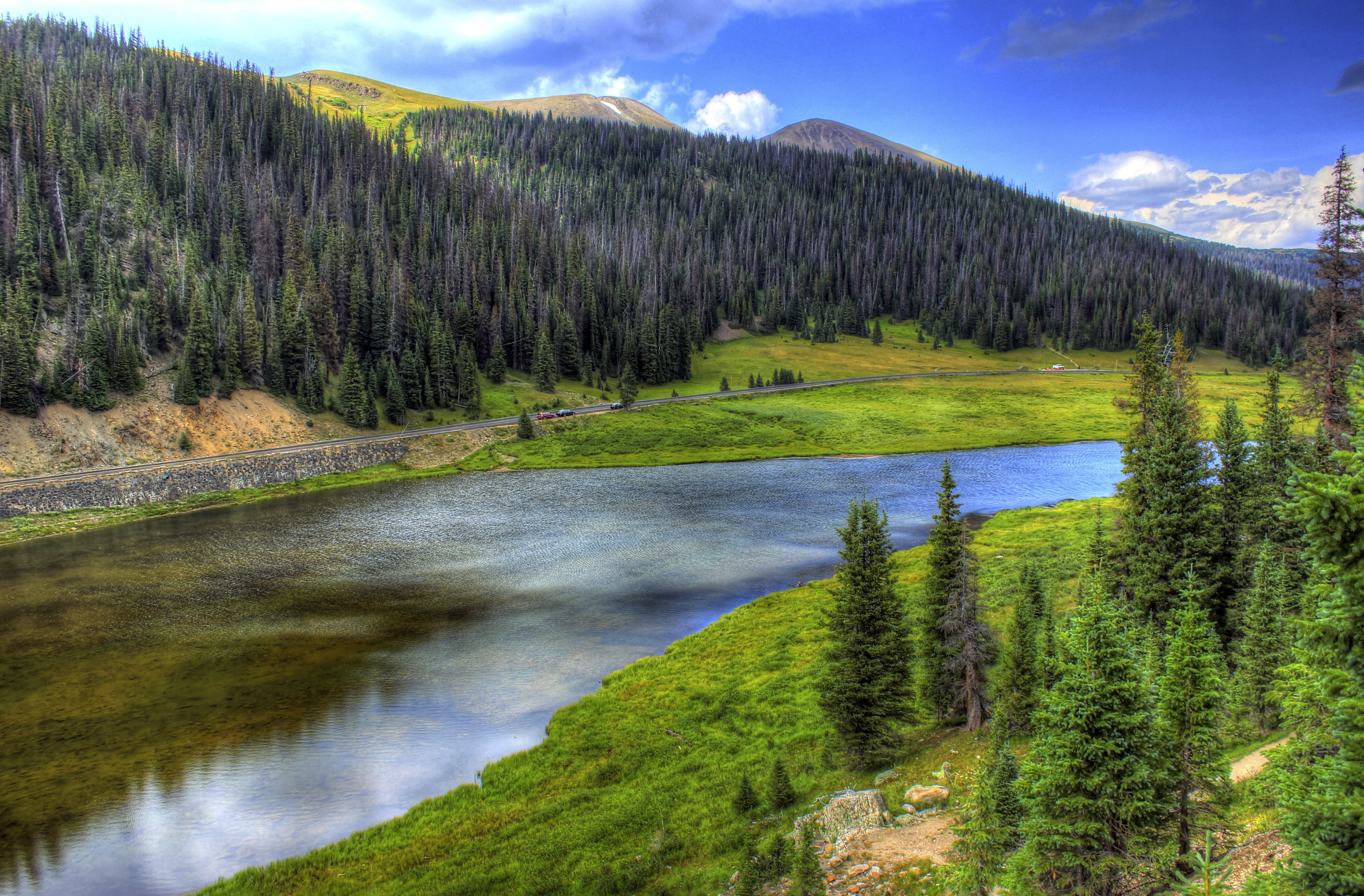 Long View Of Lake And Forest At Rocky Mountains National Park Colorado