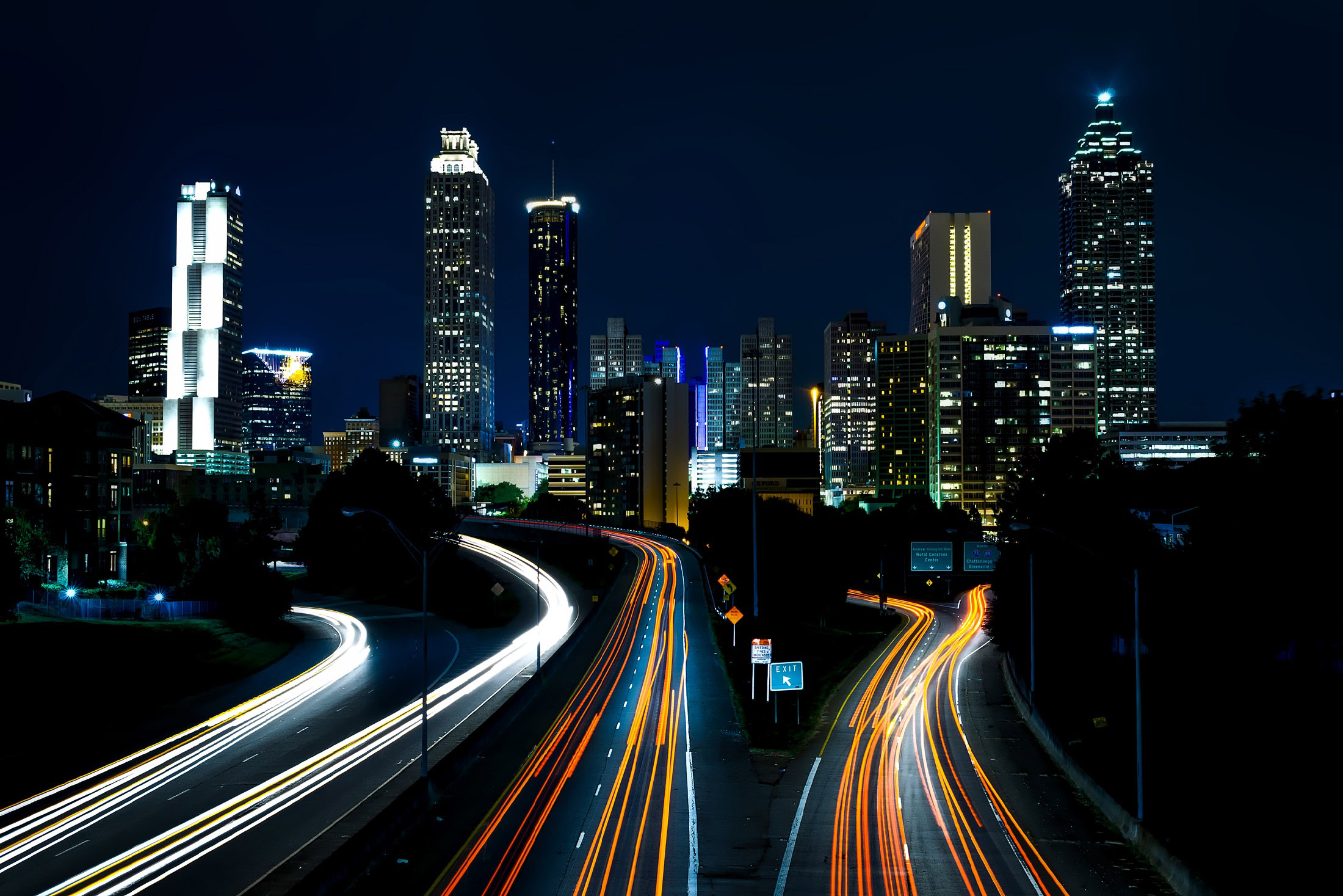 Skyline With Lights And Roads In Atlanta Georgia Image