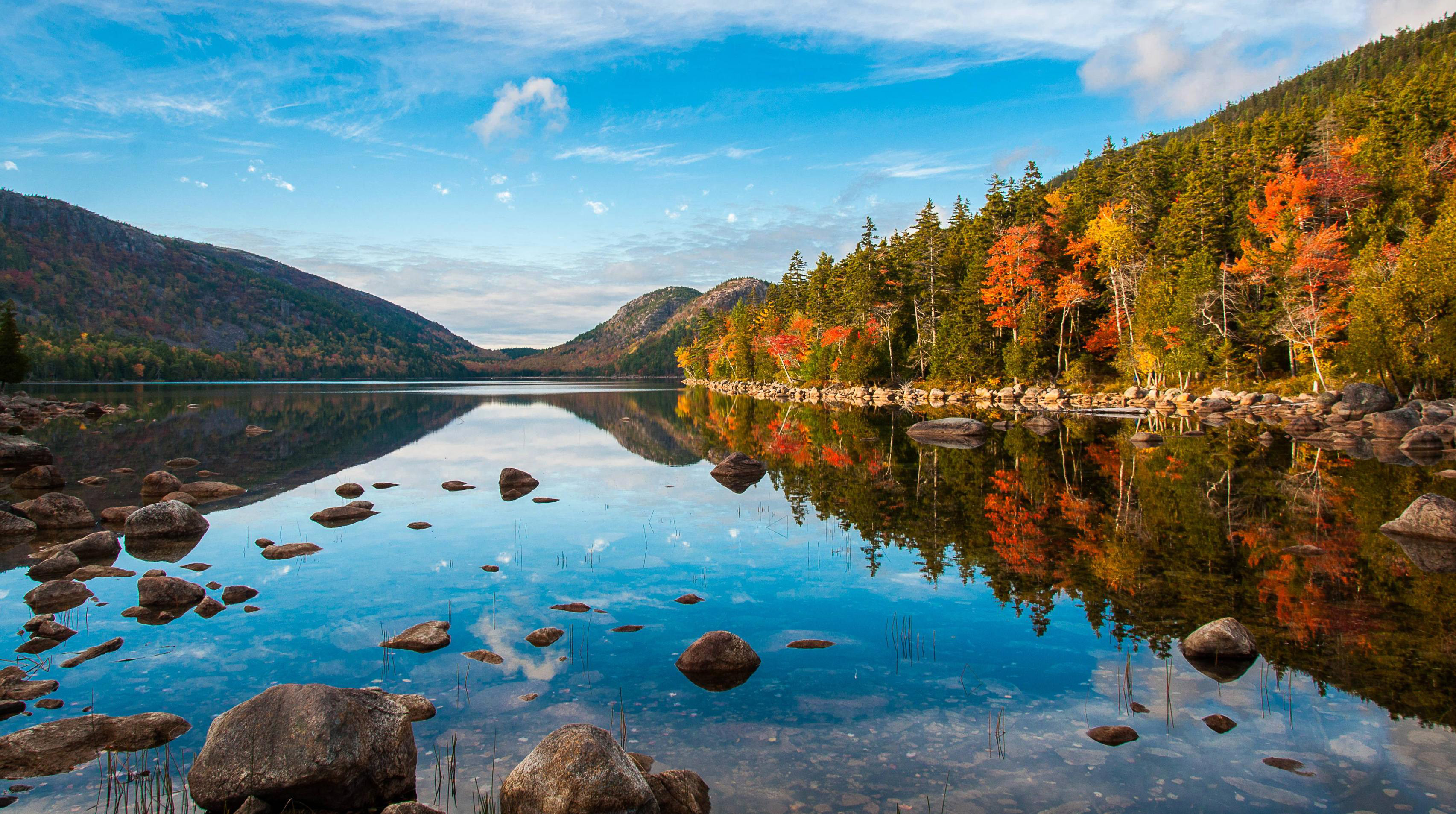 Beautiful Scenic Lake View Of Jordan Pond At Acadia National Park Image