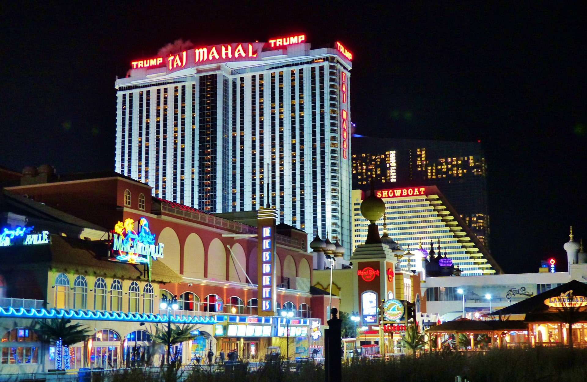 Night towers in streets of Atlantic City, New Jersey free photo. 