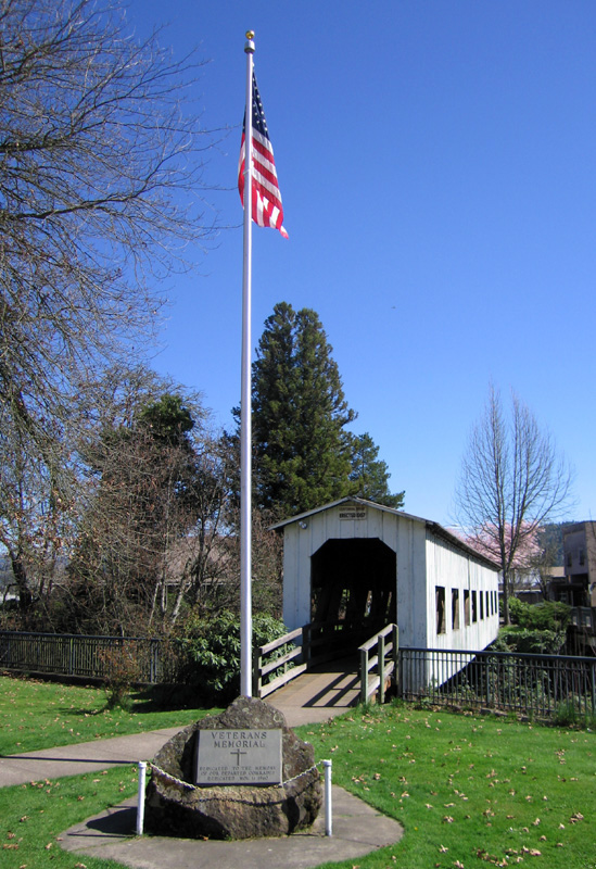 Centennial Bridge and Veterans Memorial in Cottage Grove, Oregon