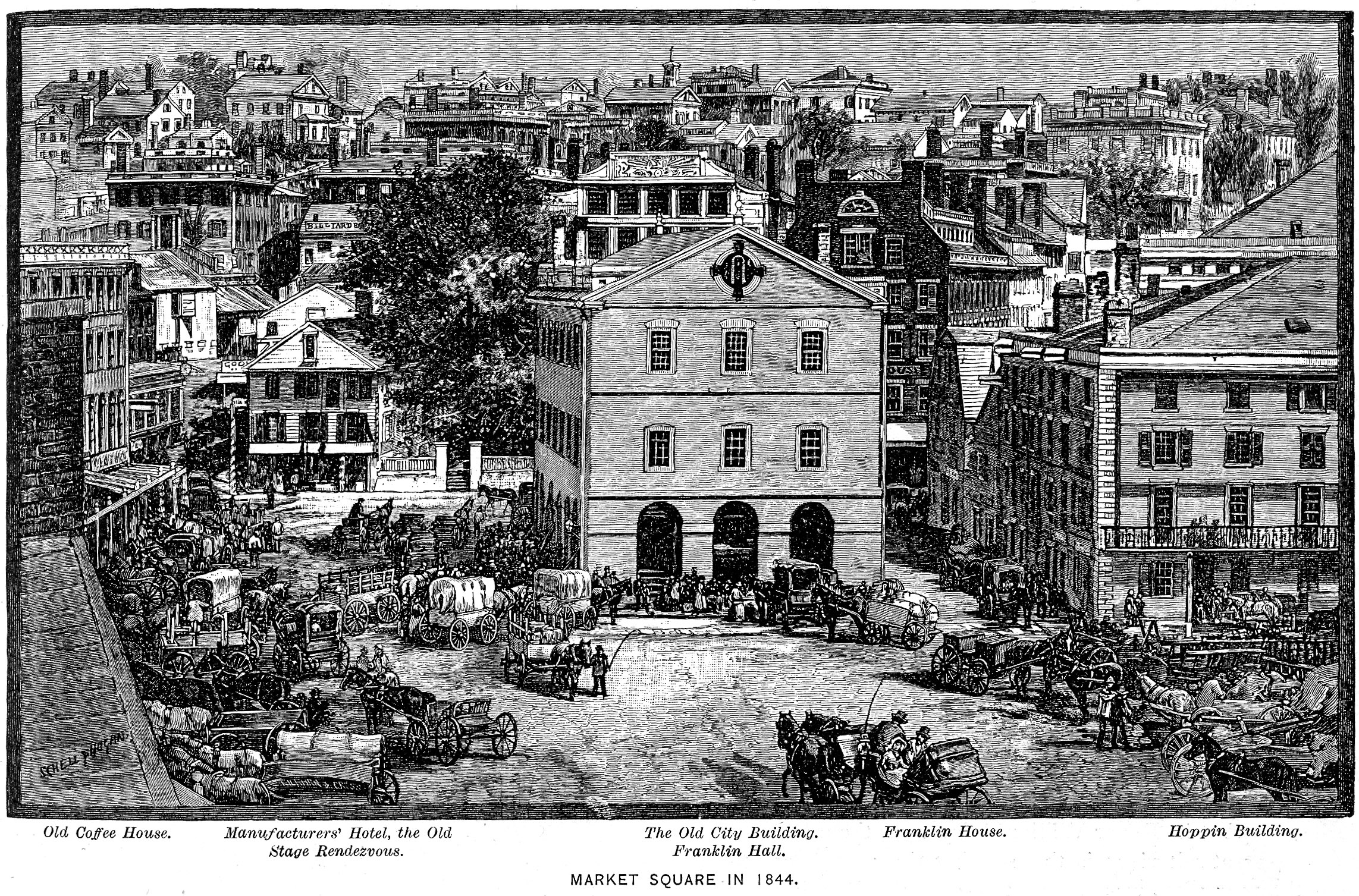 Market Square Providence in 1844 in Rhode Island free photo. 