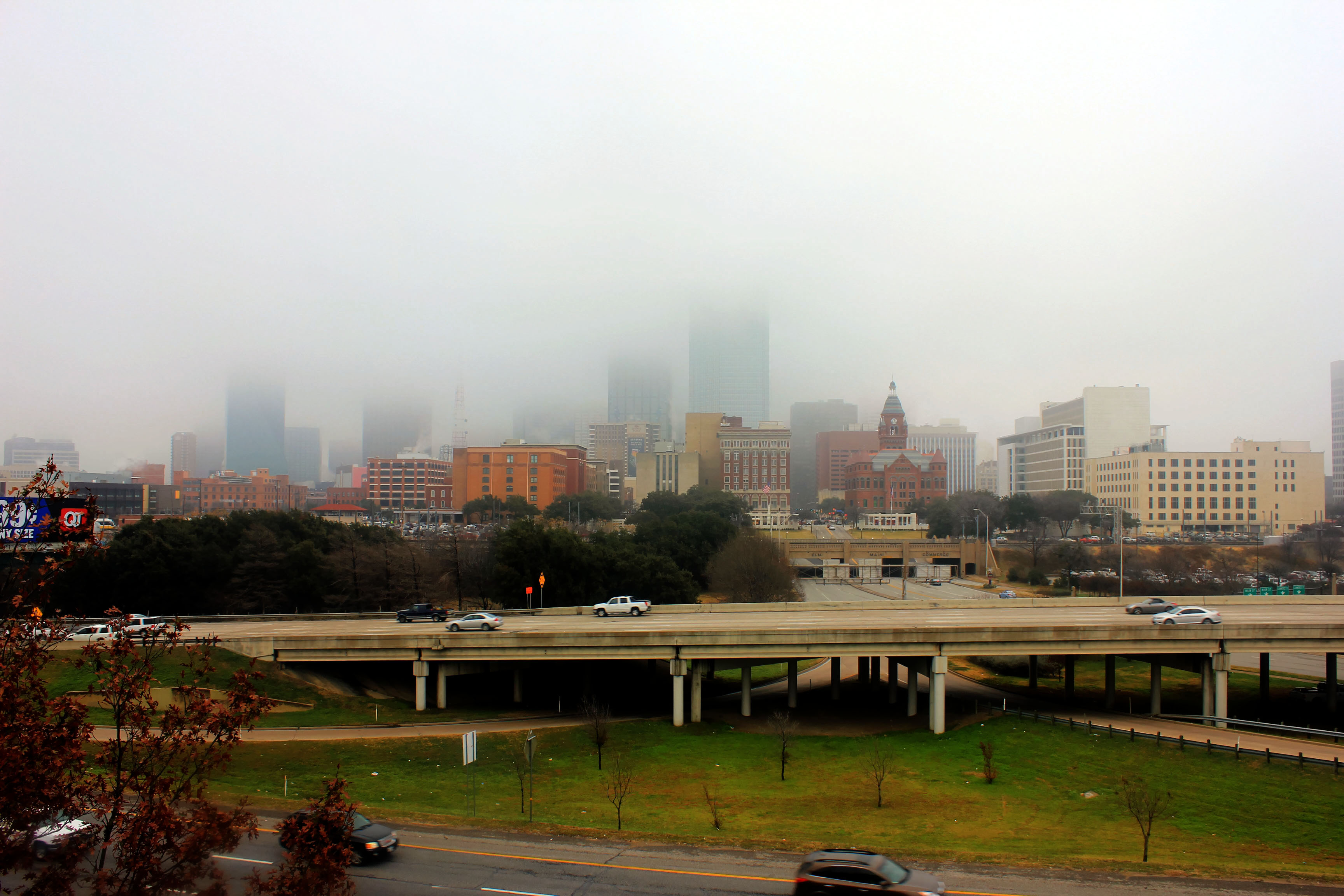 Dallas under fog