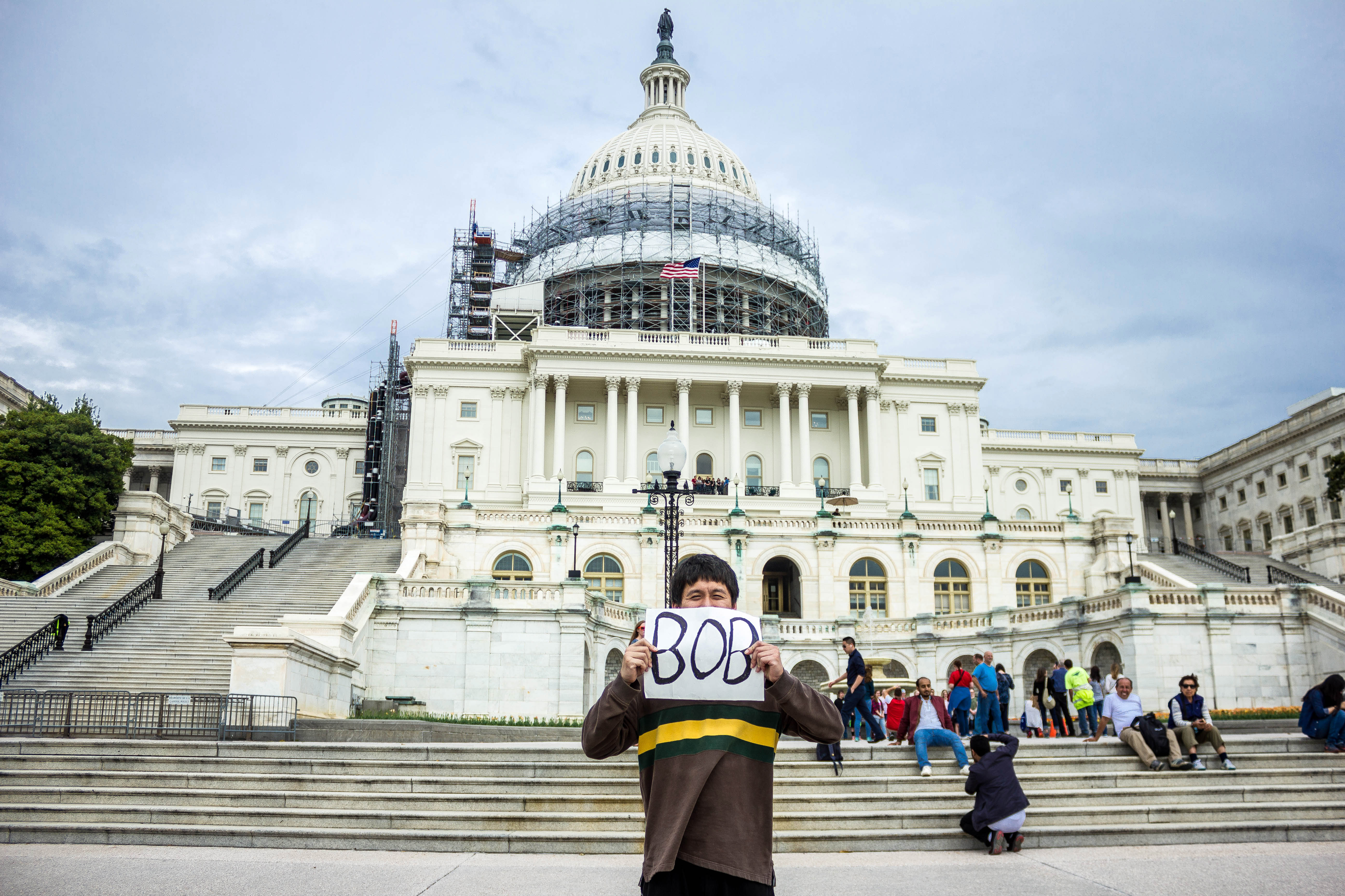 Campaigning in front of Congress