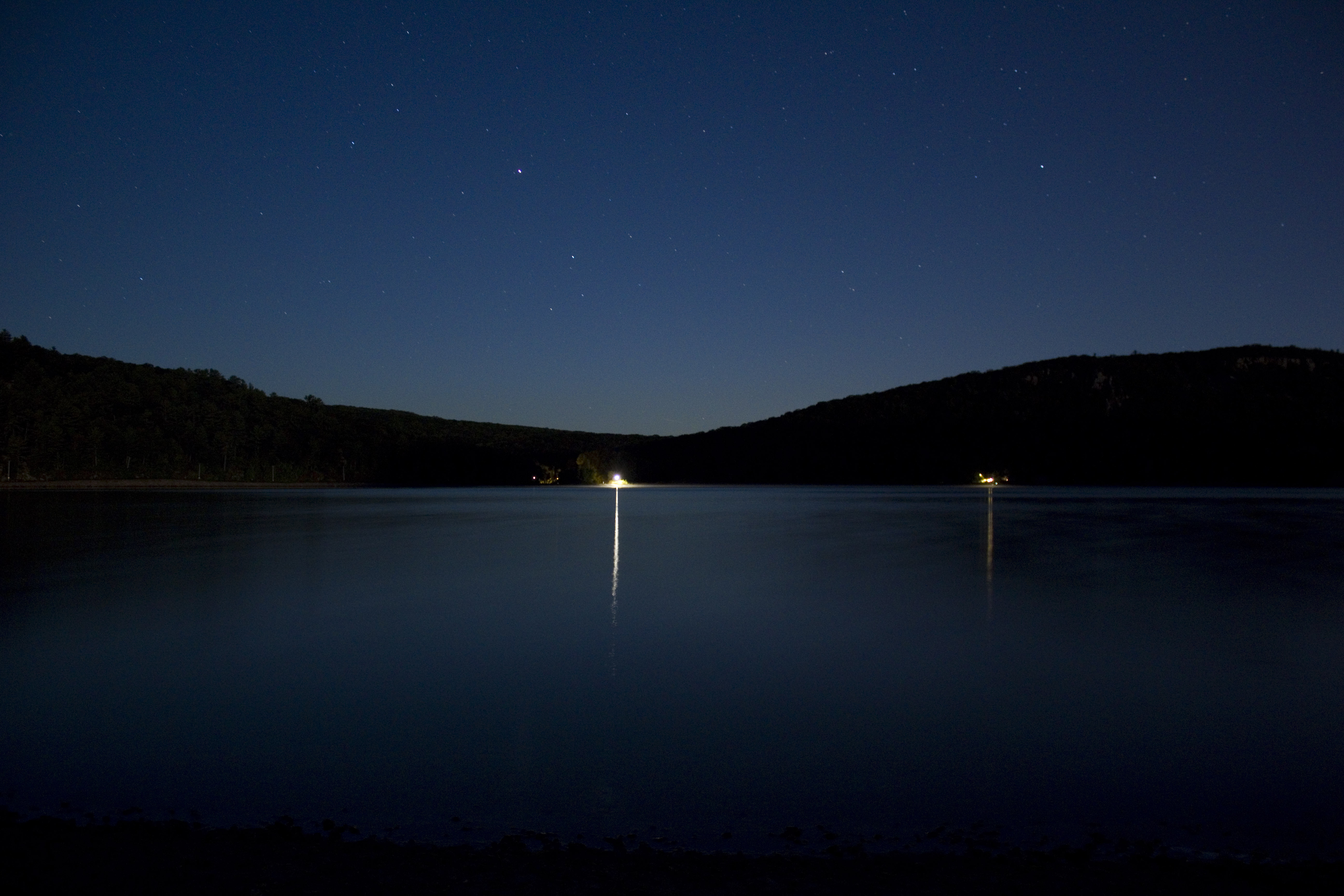 Blue Waters Of The Lake At Night At Devils Lake State Park Wisconsin