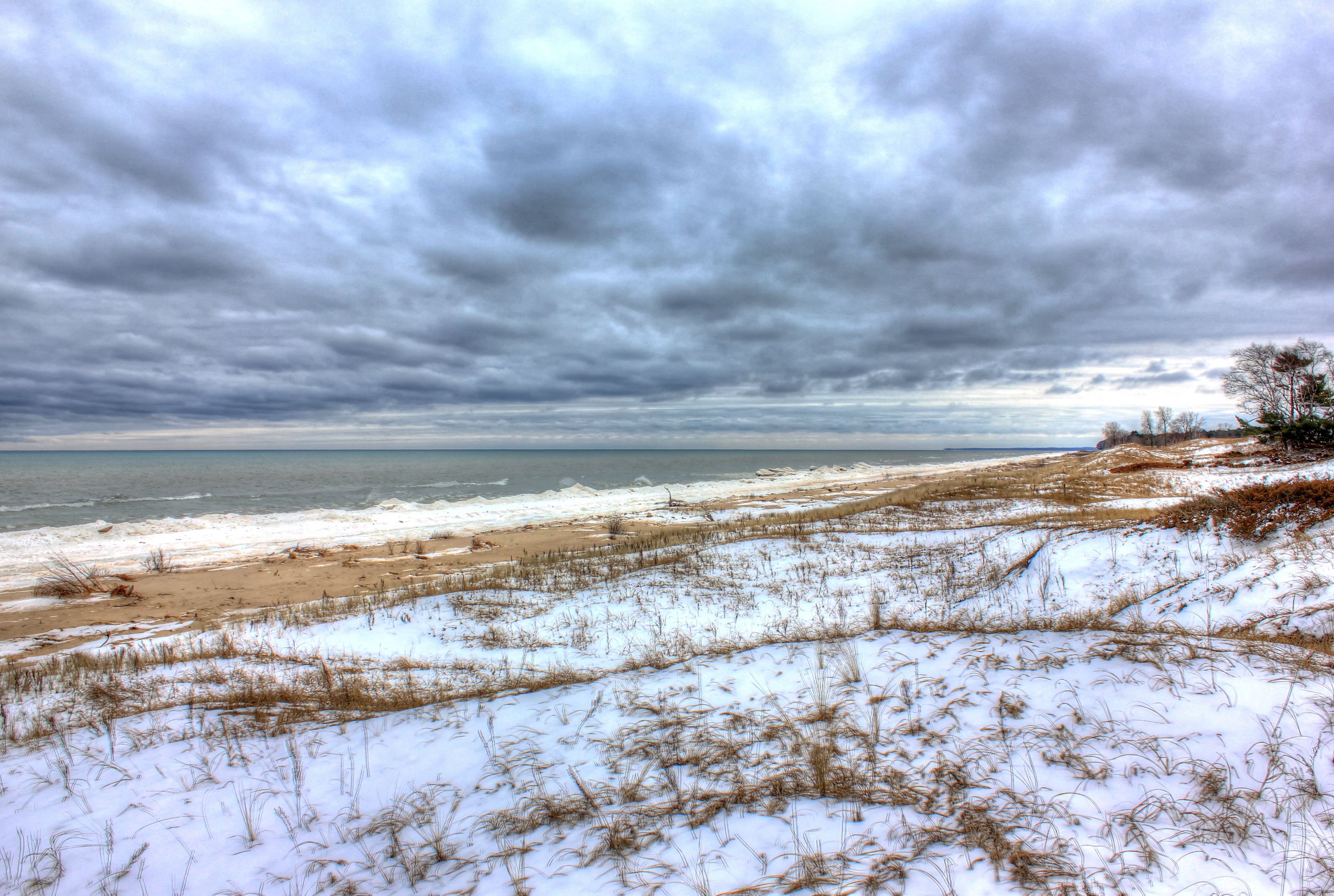 Snowy shoreline