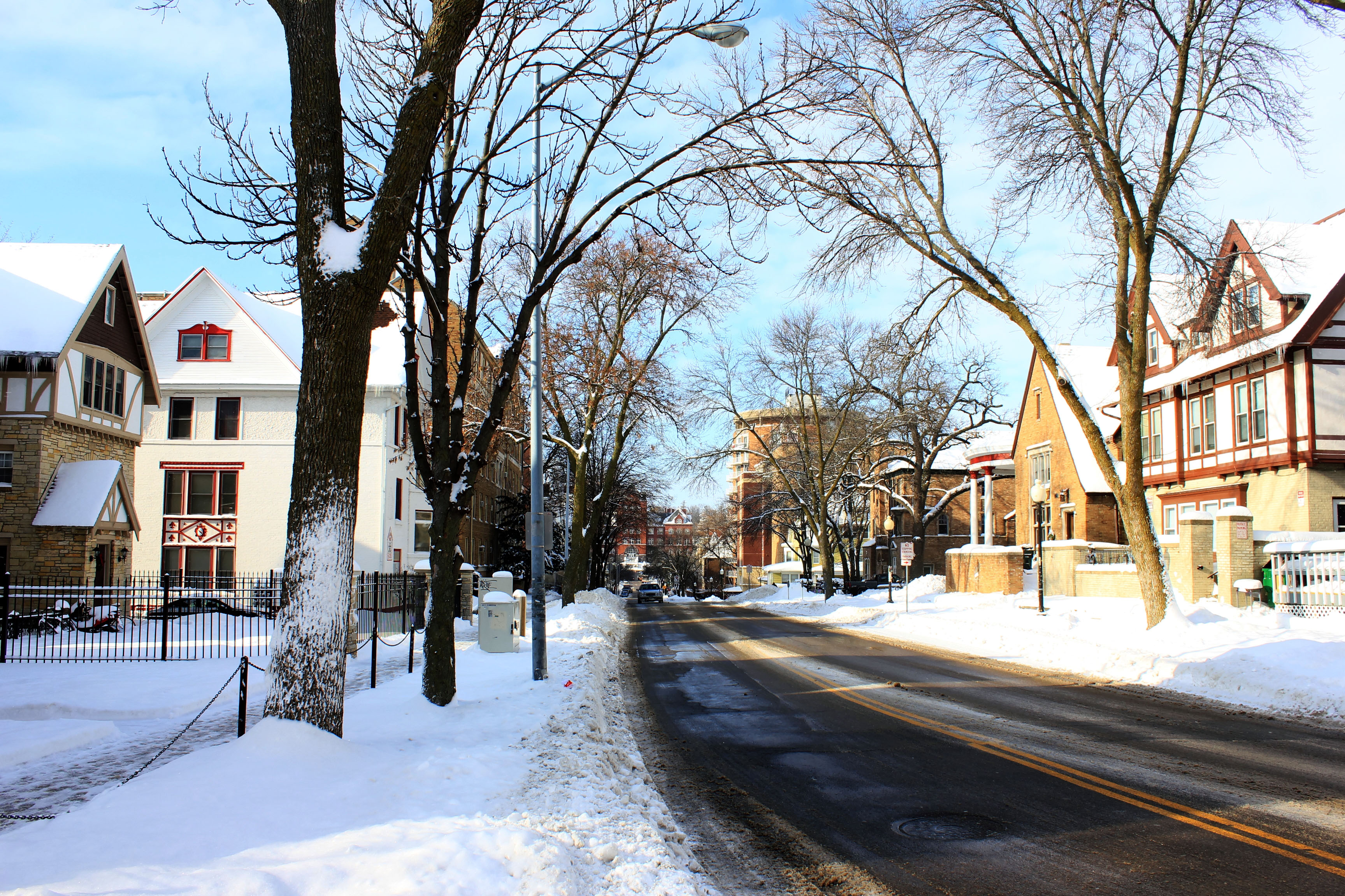 Snowy Langon Street in Madison, Wisconsin free photo. browse by category. 