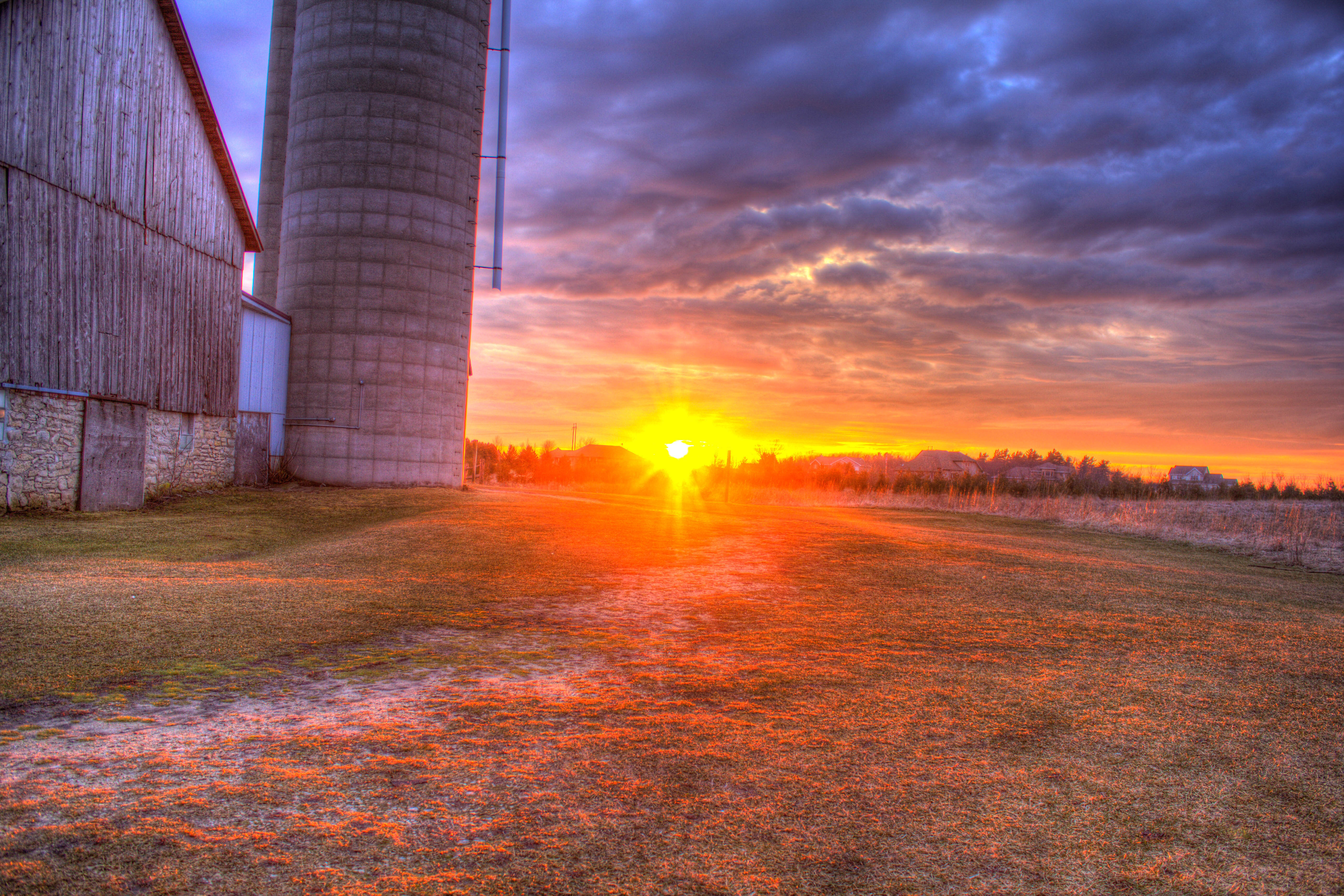 Landscape and sunset behind the barn at Fonfereks Glen Wisconsin Free Stock Photo image Free