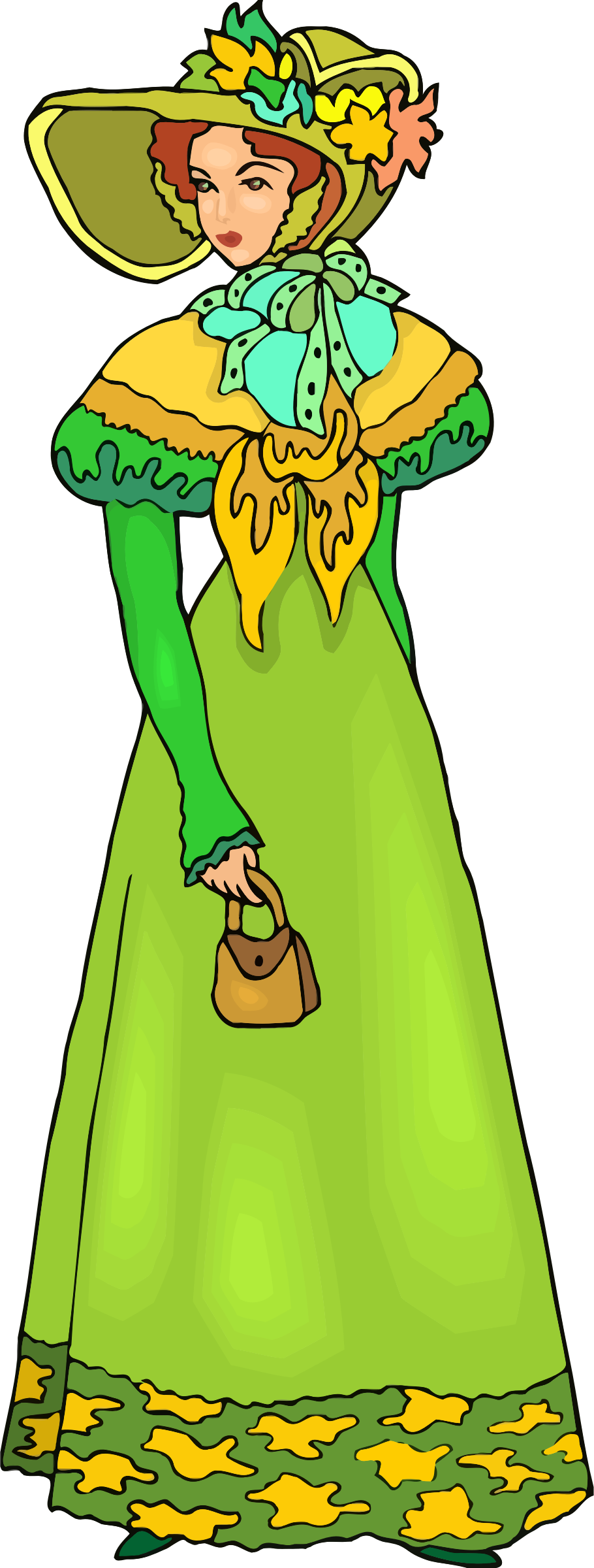 Download Elegant Lady in green vector clipart image - Free stock ...