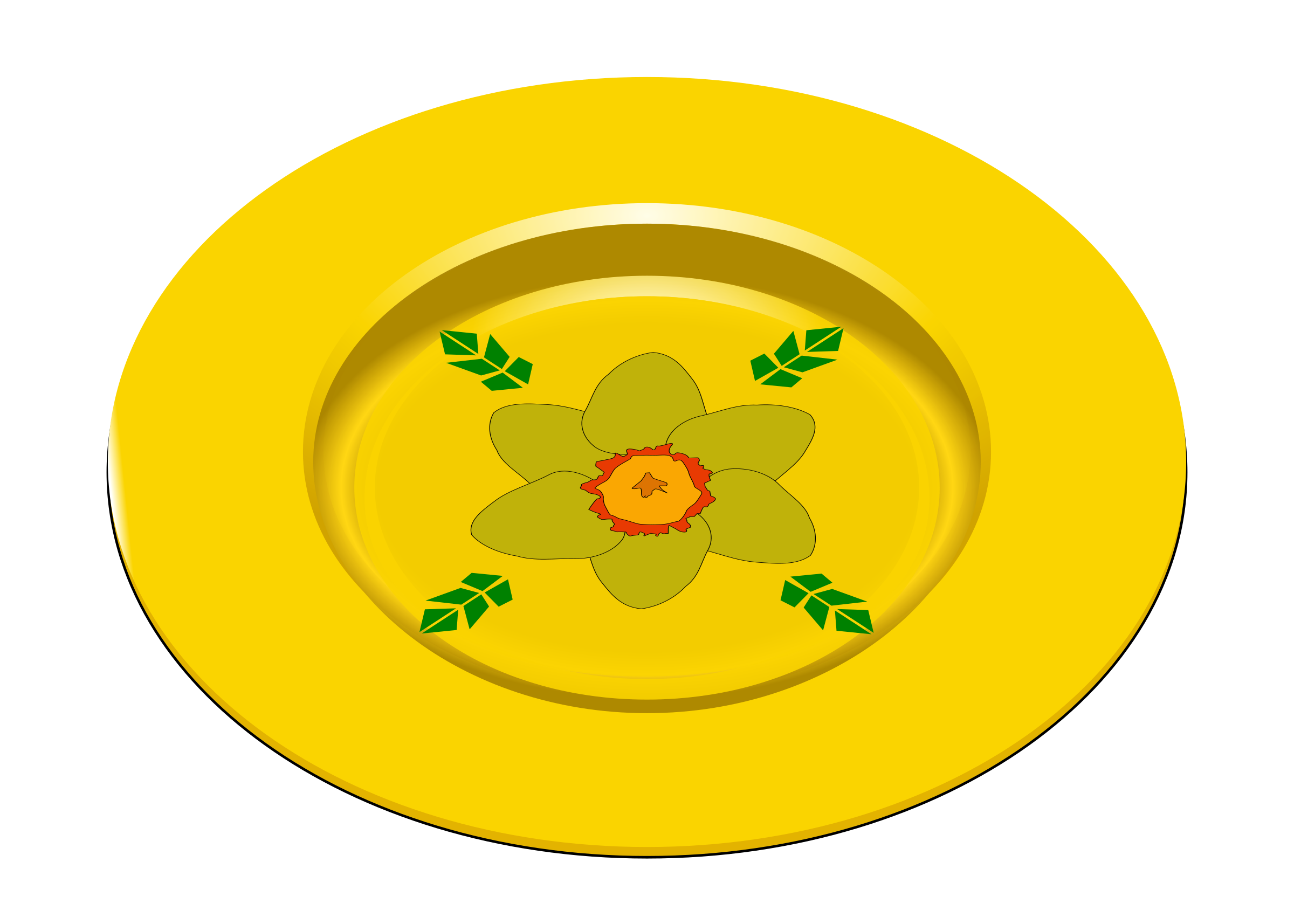 Golden Flower Plate Vector Clipart image - Free stock photo - Public