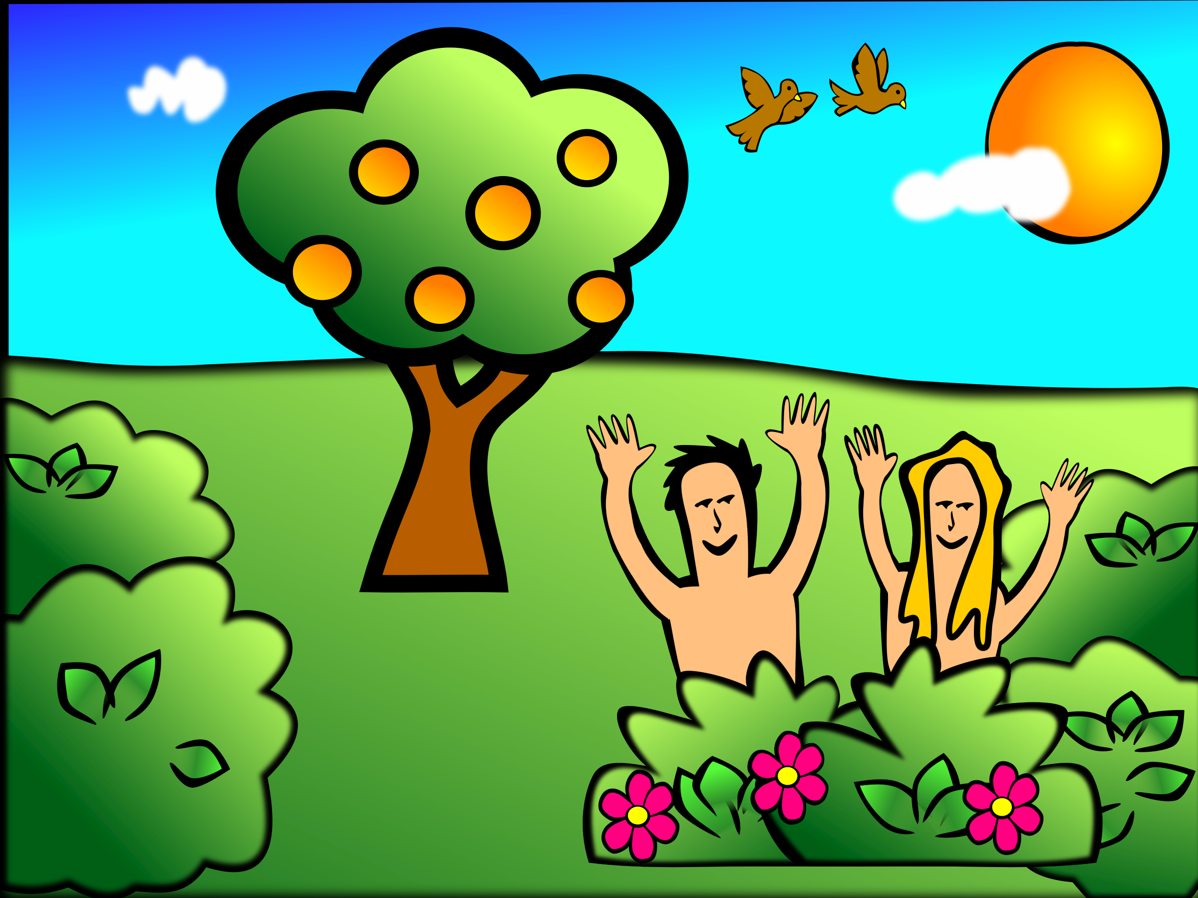 Happy Adam and Eve in Garden of Eden free photo. browse by category. 