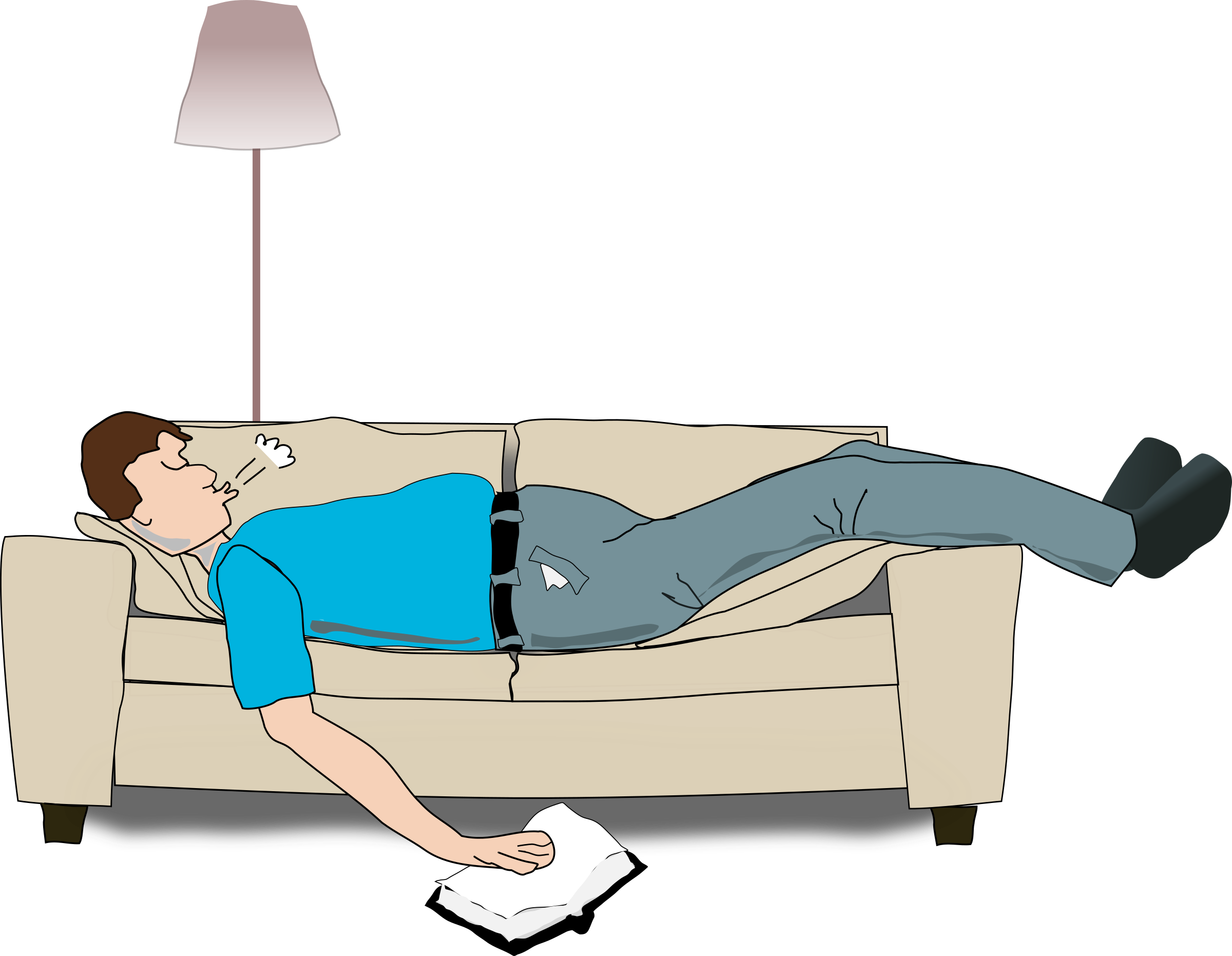 Man Sleeping on couch vector clipart image - Free stock photo - Public