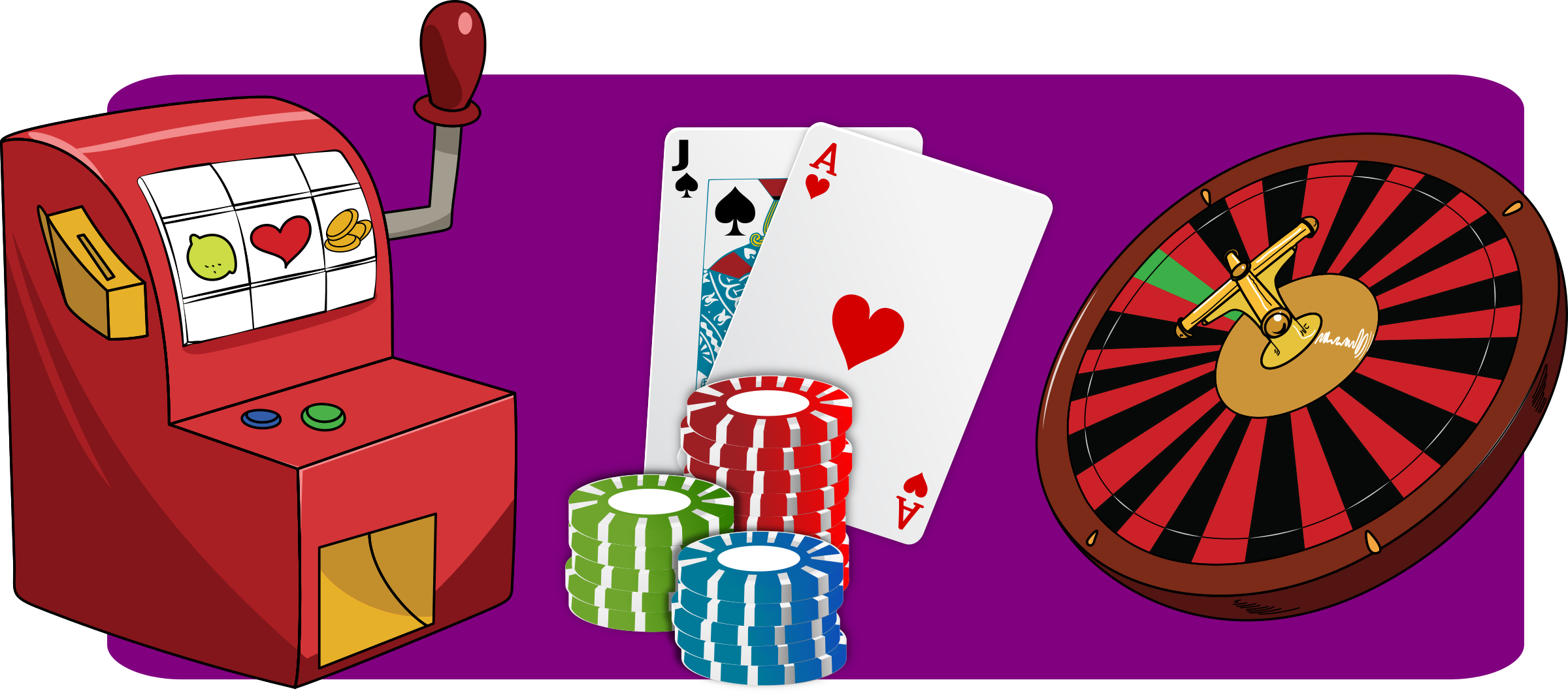 Slot Machines, cards, chips, and dart board vector clipart image - Free ...