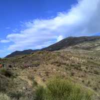 Clouds over the hill in the sky