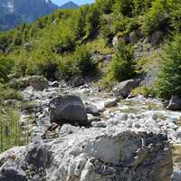 Rocks near the stream in the mountains