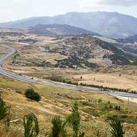 Landscape and road through the countryside