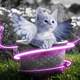 Cat with purple wings and butterflies