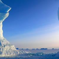 Large arching iceberg in Antarctica
