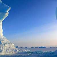 Large arching iceberg in Antarctica