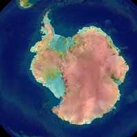 Topographically colored view of Antarctica