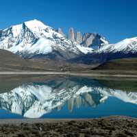 Andes Mountains Lake Reflection landscape in Argentina
