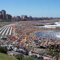 Beach and Crowd at Mar Del Plata, Argentina