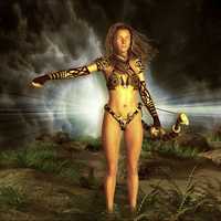 Amazon Female Warrior with bow illustration