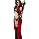 Beautiful female sorceress in bikini and red cape