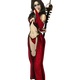 Beautiful female sorceress in bikini and red cape