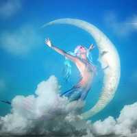 Blue Mermaid Jumping at the Moon 3d Model
